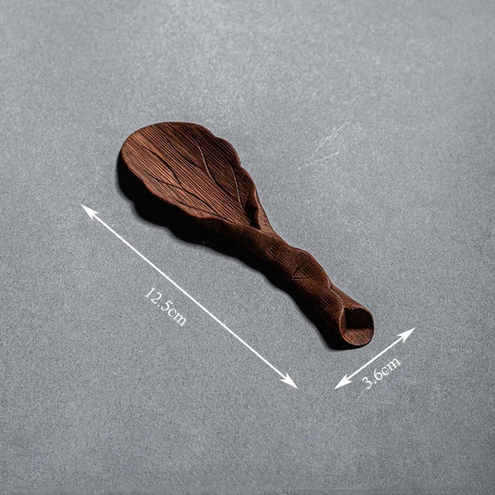 Bamboo Hand-carved Teaspoon Traditional Kung Fu Teaware Accessories Take Leaf-shaped Tools Chaze Coffee Beans Dosing Cup Trays