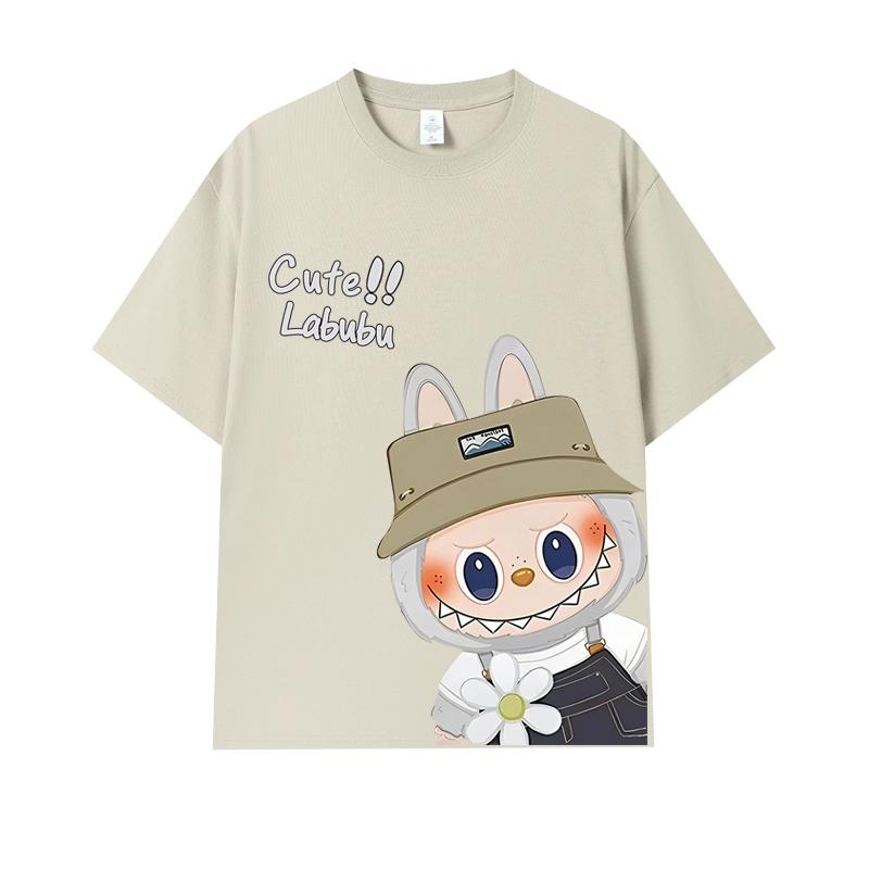 Cartoon Monster Elf Labubu Kids Printed T-shirt Summer Men's and Women's Casual Outdoor Girl Short Sleeved T-shirt Top