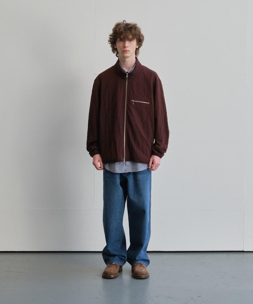 Horlisun Baxter Slub Zip Up Jacket Dark Brown