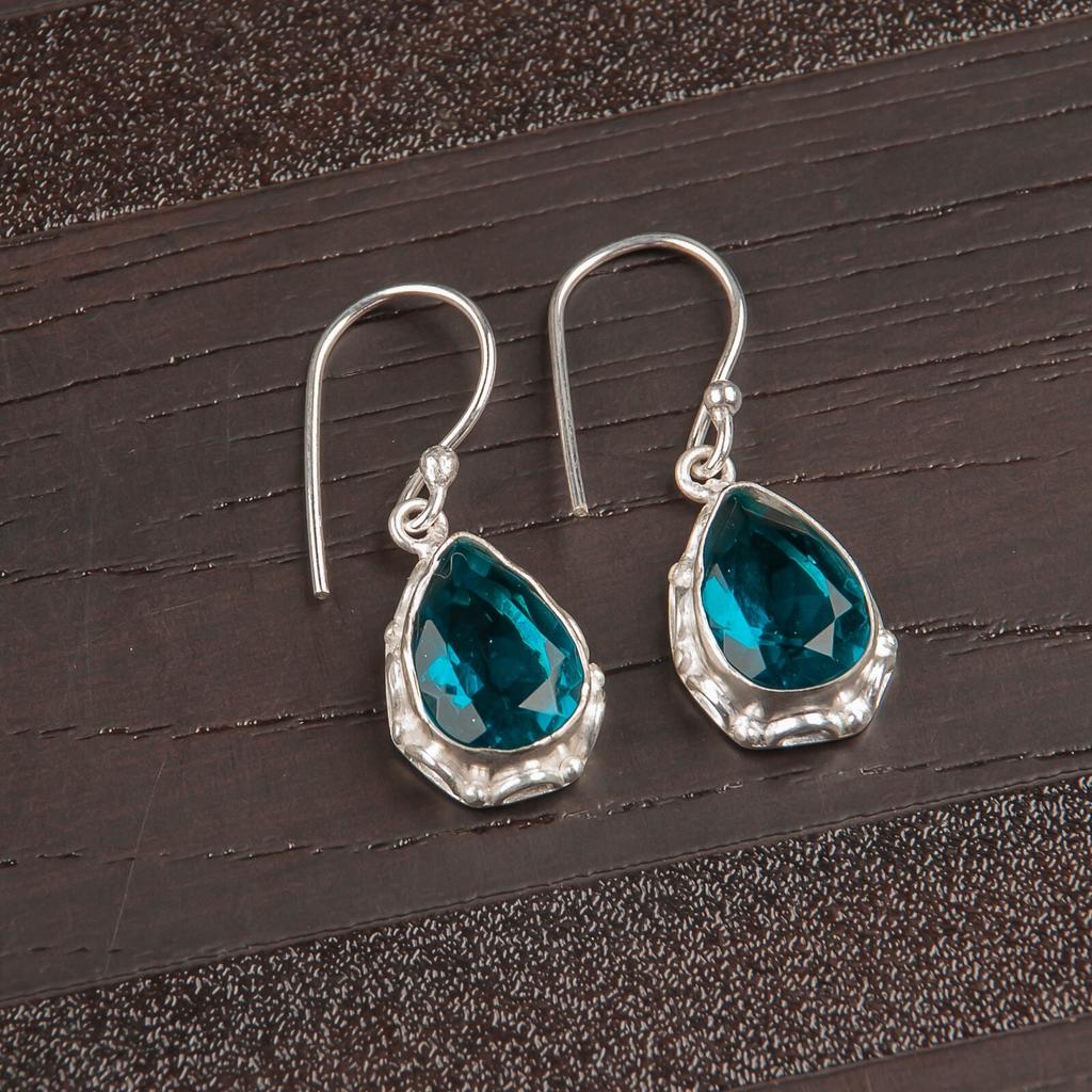Apatite Gemstone 925 Sterling Silver Jewelry Handmade Partywear Earrings 1.30" EE-3-12