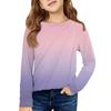 Girls' Long Sleeve Tee - Pleated Round Neck Casual Top