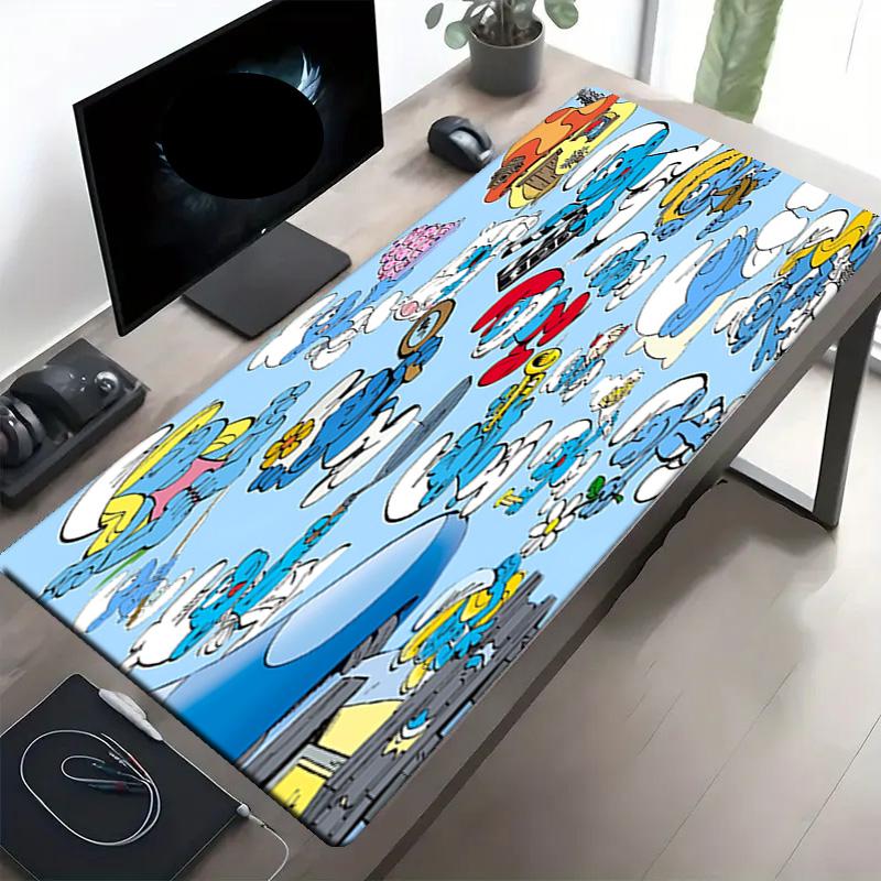 Blue Smurfs Print Mouse Pad, Anti‑Slip Desktop Keyboard Mat, for PC Laptop Gaming Working Daily Use, Cool Festival Surprise Gift