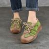 Johnature Handmade Flats Mixed Colors Lace-up Shoes Genuine Leather Casual Women's Shoes Versatile Sneakers