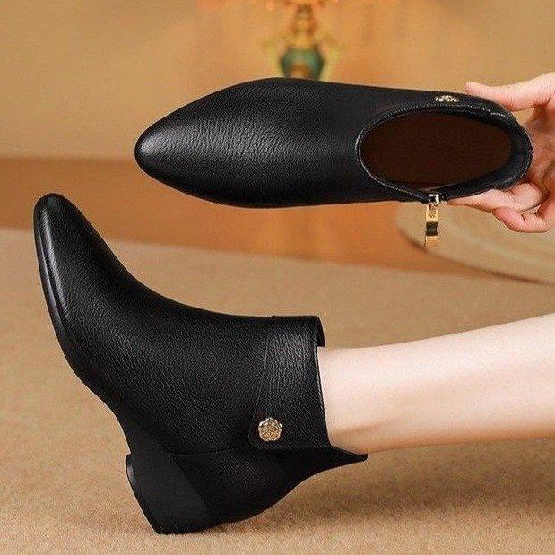Slope Heel Short Boots Women's 2025 New Autumn and Winter Popular Fashion Lightweight Non-slip Soft-soled Women's Boots Velvet Warm Cotton Shoes