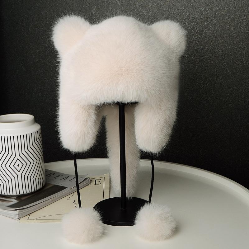 Thickened Warm Princess Hat In Autumn and Winter Fashion Ear Protection Hat Raccoon Plush Hat Imitation Fox Hair Woman