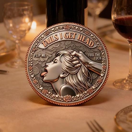 Heads I Get Tail/Tails I Get Funny Head And Head Commemorative Coin Challenge Coin Tail Double-Sided Cheeky Lucky