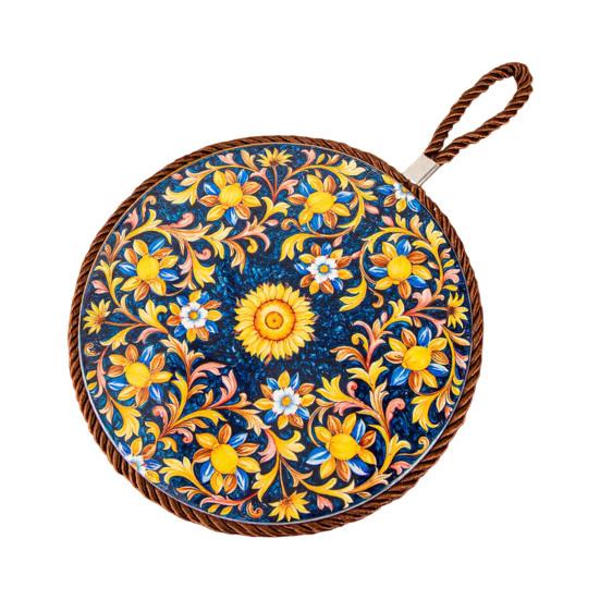 Decorative Heat Mat Vintage Ceramic Trivet, Resistant Pot Holder for Casserole Enamel Elegant Dining Placemat Cookware, Traditional Table Hot Dishes,