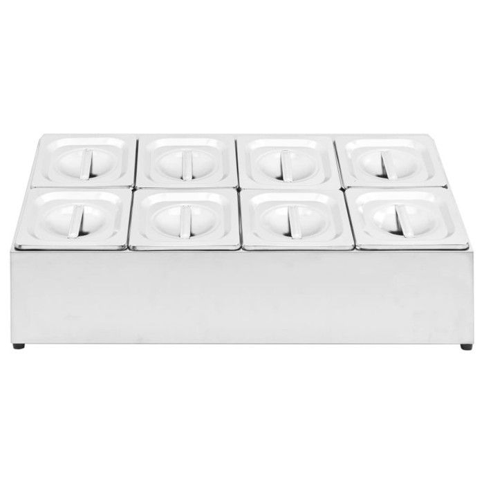 Récipient Gastronorm - vidaXL - GN 1/6 - Acier Inoxydable - 8 Bacs - Couvercles Inclus