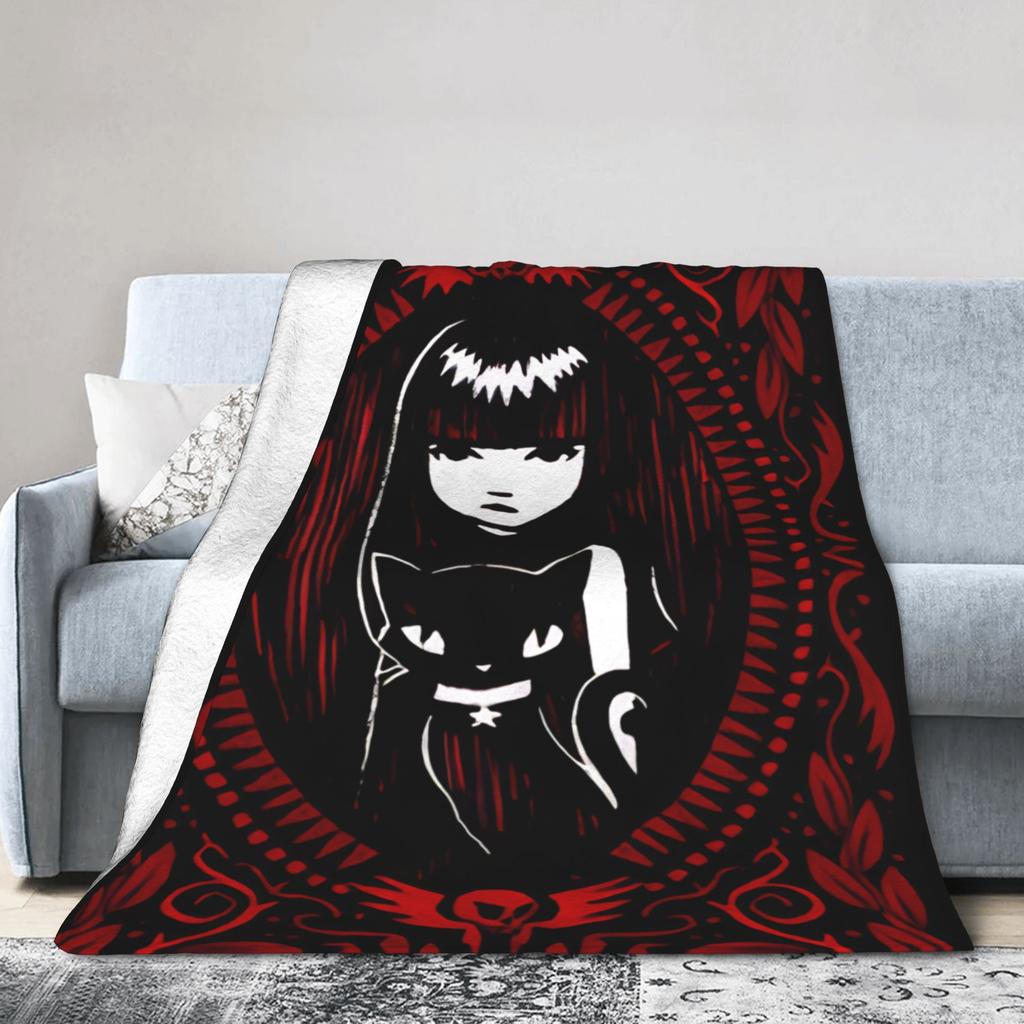 E-Emily the Strange Blanket Cover Poster Art Fuzzy Throw Blankets Home Couch Portable Soft Warm Bedspreads,