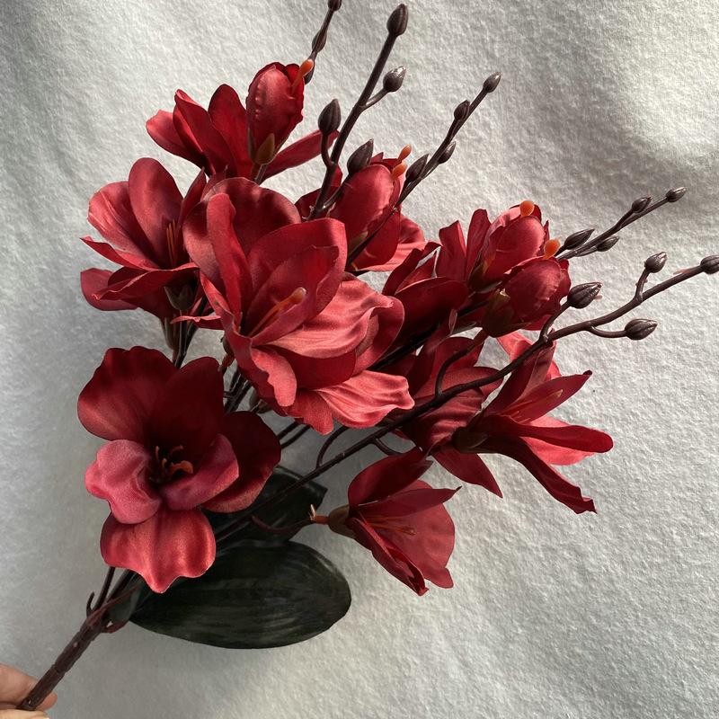 

Искусственные цветы букет невесты магнолия домашний декор свадебные рождественские принадлежности реквизит для фотосессии аксессуары украшение чёрный