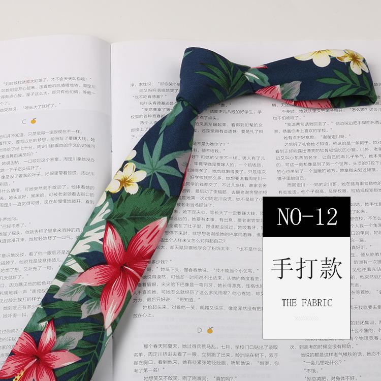 

Цветочный галстук Мужская узорчатая хлопковая рубашка с принтом макарон Узкий вариант 6 см Галстук ручной работы Корейский повседневный Женский галстук