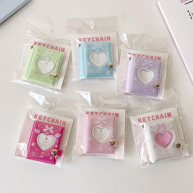 Pockets Portable Keychain Jewelry Photos Holder 1/2 Inch Mini Photo Albums For Photos Cards Small Album Book Photocard Holder