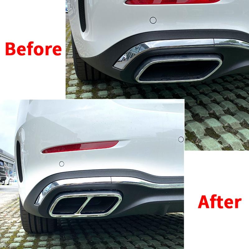 For Mercedes Benz C Class W206 C200 C260 C300 AMG 2022 2023 Rear Throat Exhaust Pipe Muffler Tips Cover ABS Car