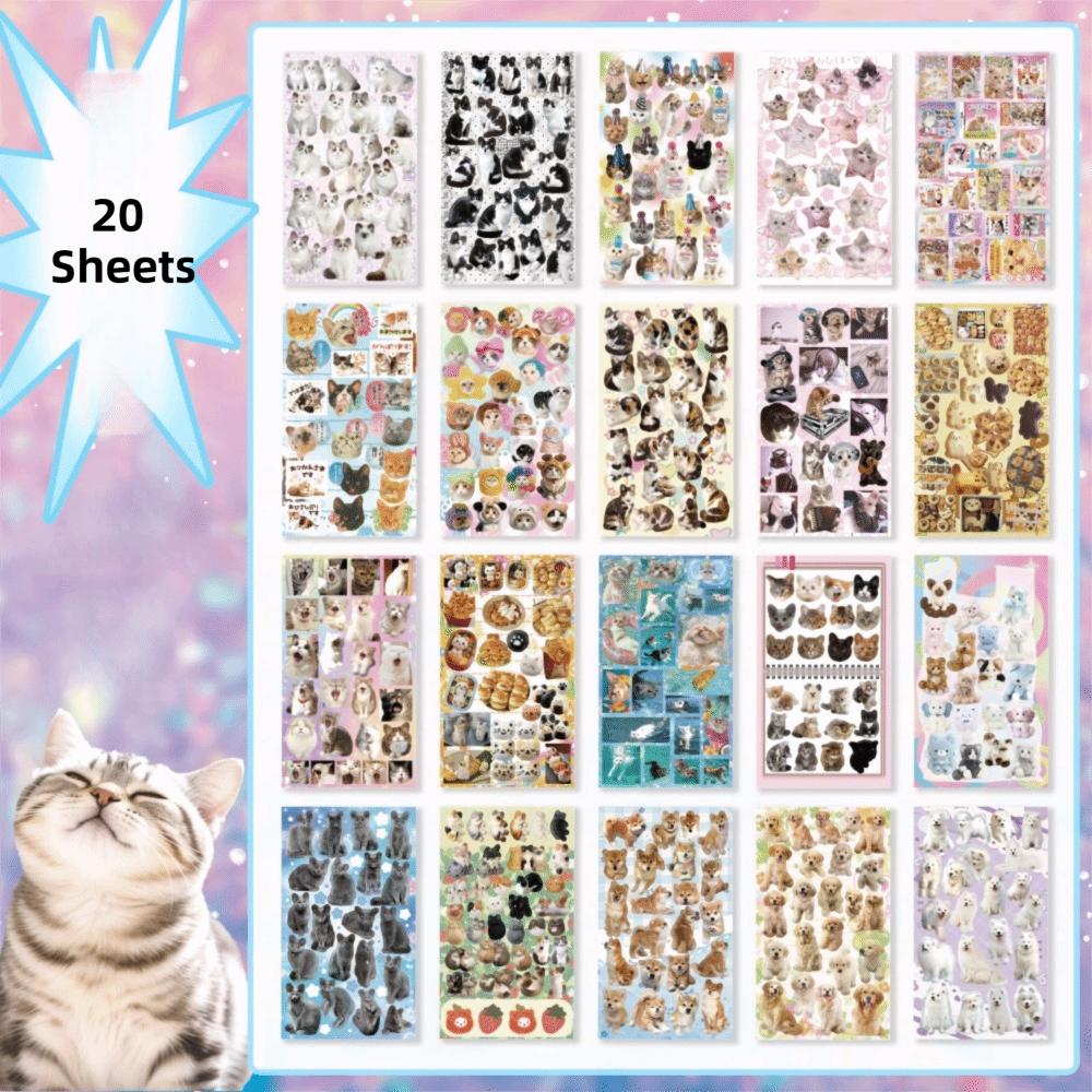 

Cute Cat & Dog Paper Stickers Book Art Phone Graffiti Sticker Laptop Decal For Journal Scrapbook B