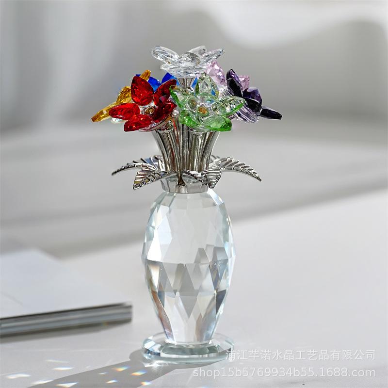 

Crystal Hydrangea Ornament Blue Crystal Flower Decor Symbolism Gift for Home Decor Special Occasions Crystal Vase Gift Decor