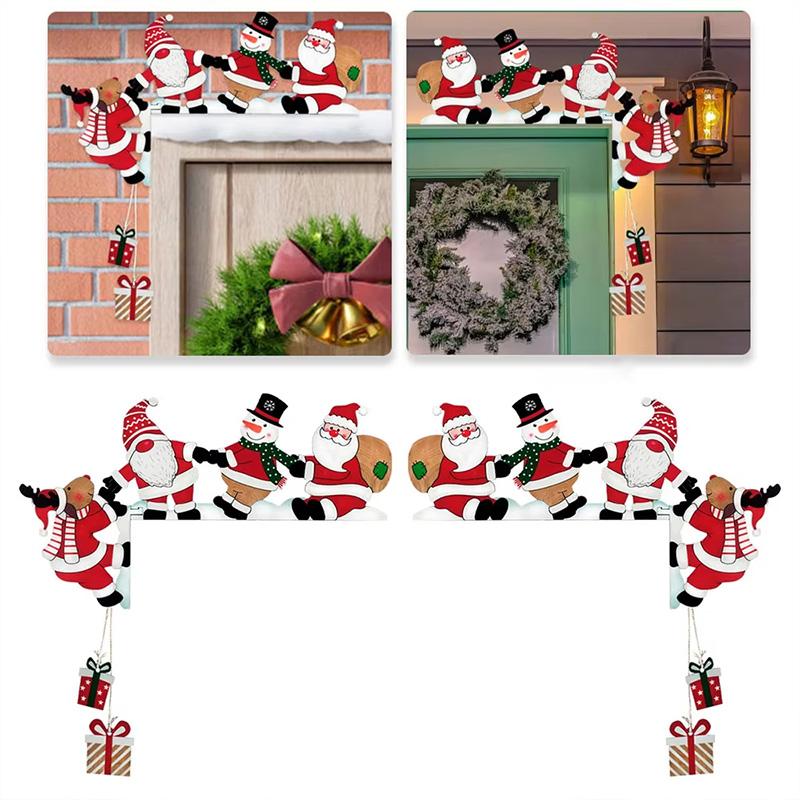1 Stück Weihnachts Haus Deko Schneemann Elch Klassischer Stil Tür Eckdeko Party Requisiten Türrahmen Schild Holzanhänger Weihnachtsmann