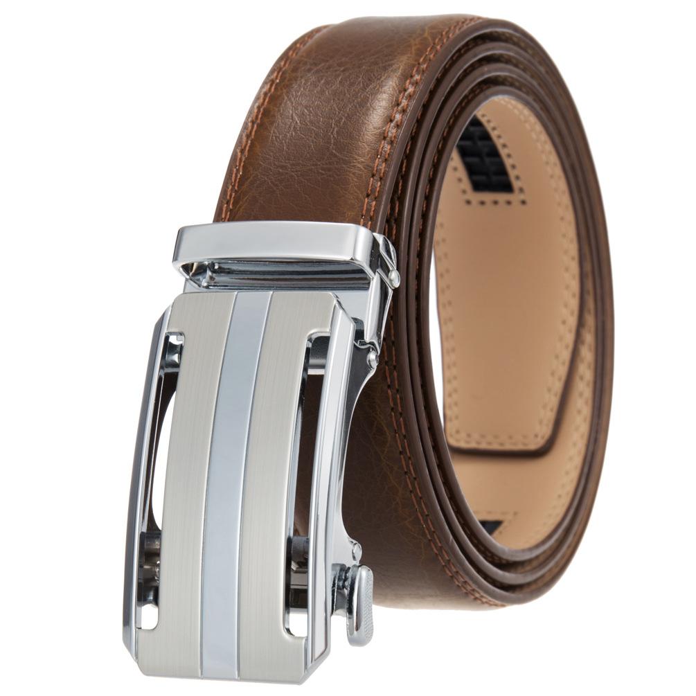 1Pcs Fashion Automatic Buckle Belt, Men'S Belt, Two-Layer Cowhide, Belt Belt Ly36-35409-1
