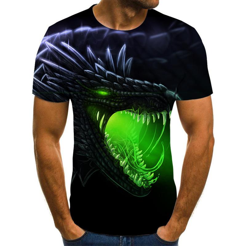 Summer Round Neck 3D Various Animals Print Top Fashionable Casual Short Sleeved Men's T-shirts