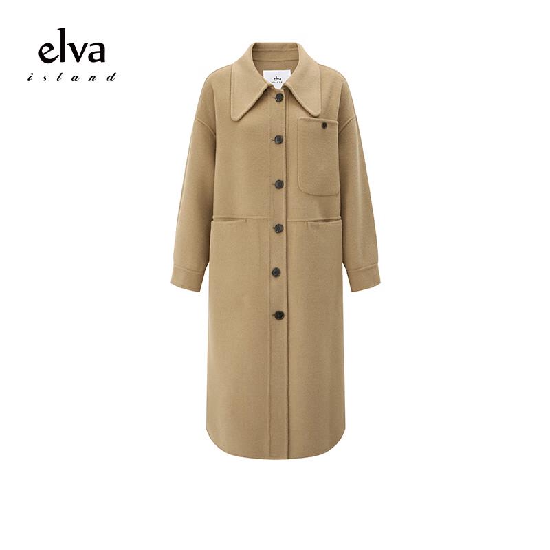 

Elva Island Women s Simple Lapel Mid-length Wool Blend Coat XS