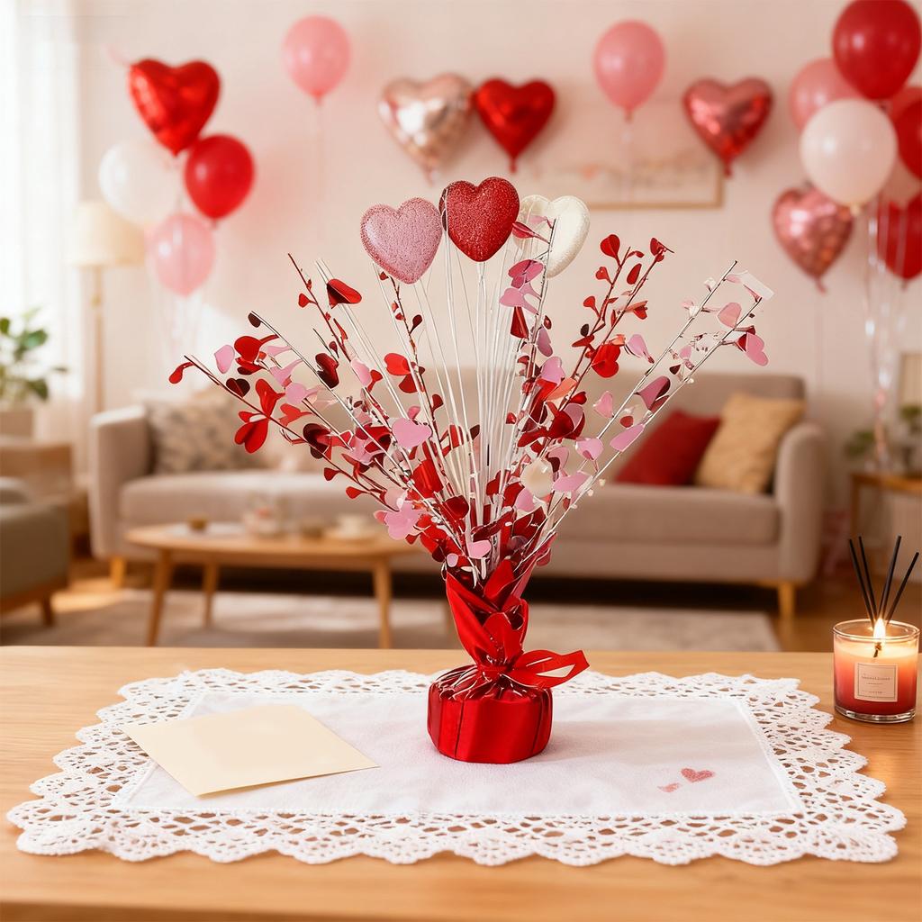 Valentine's Day Foil Spray Centerpieces For Tables With Foam Heart Gleam N'burst Party Spray For Valentine's Day Table Decoration