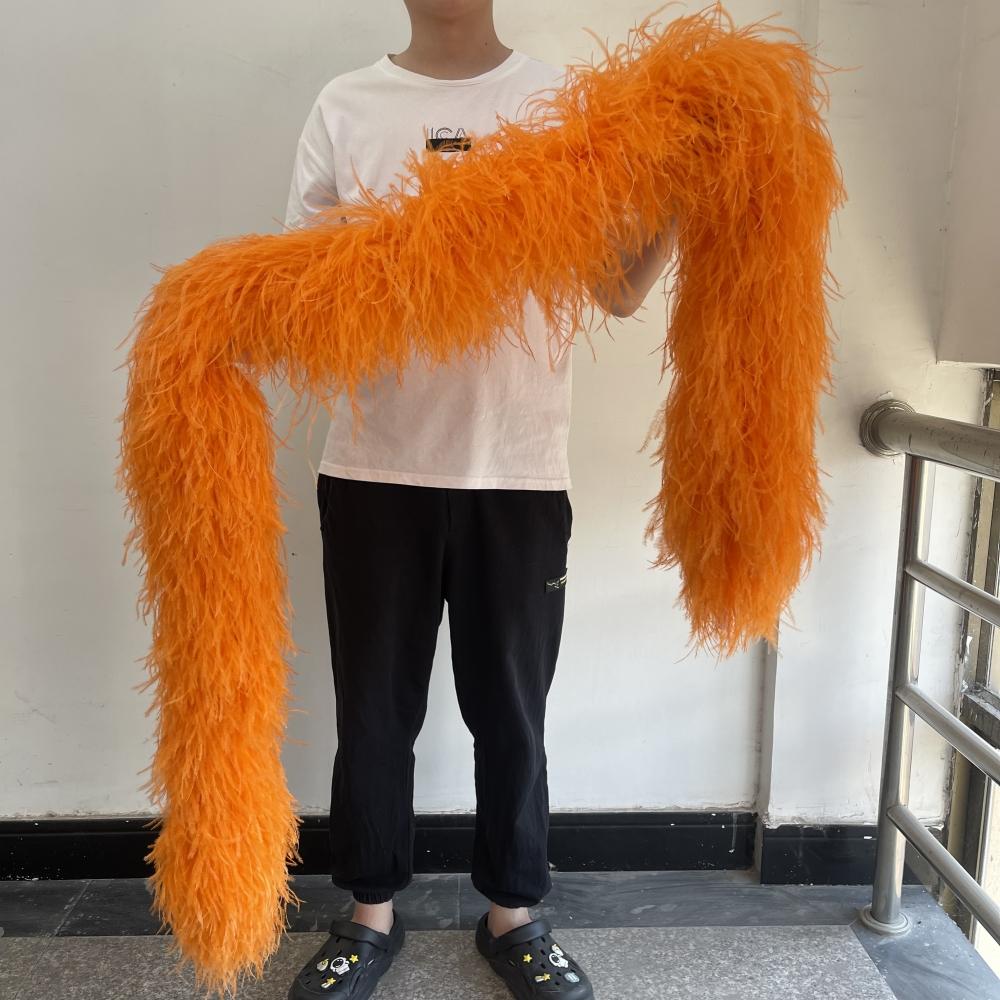 2M Red Ostrich Feathers Boa 1-10Ply Thick Natural Feather Shawl for Wedding Clothing Decoration Sewing Plumes Crafts Accessory