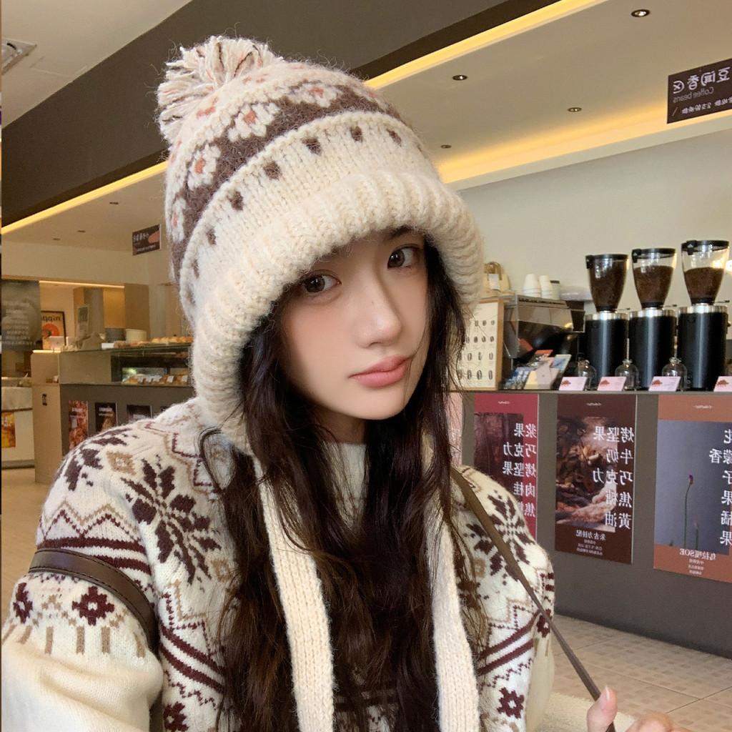 Vintage Knit Beret Wool Blend Warm Hat For Autumn Winter Women
