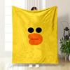 A Minimalist Yellow Duck Face with Black Eyes and an Orange Beak. for All Seasons Blanket Lunch Break Throw Gift