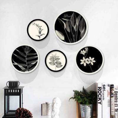 Nordic Canvas Painting Black and White Plant Round Decorative Poster Simple Modern Hanging And Restaurant Nordic Wall Art