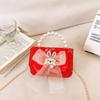 Red Adorable Pu Handbag For Kids Featuring Bow Design And Trendy Strap Chain
