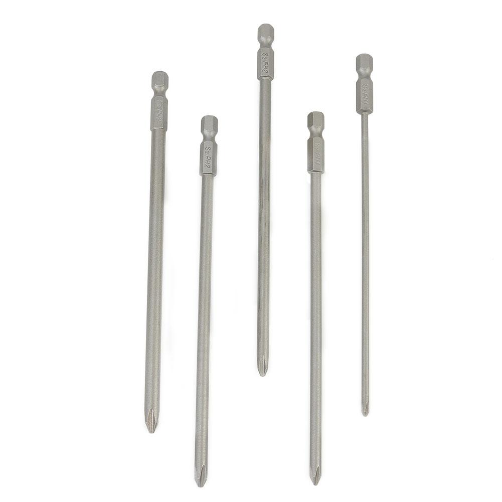 Long Reach Magnetic Cross Head PH1 PH2 Screwdriver Bit Set 150mm Length 5 Pcs