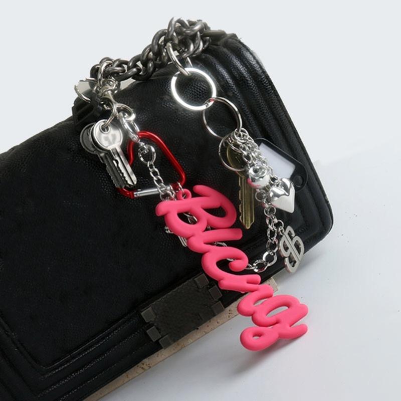 Trendy Graffiti Letter Silicone Keychain Edgy Soft Silicon Key Pendant Waterproof Graffiti Letter Designs Key Rings