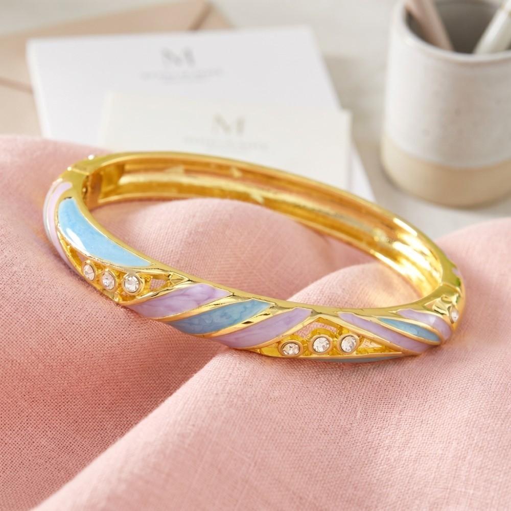Enamel Vintage Cloisonne Bangle Lines Shape Women's Hand Bracelet Chinese Crystal Bangle Ladies