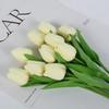 Silicone Tulips Artificial Flowers 34 Cm Decorative Plants for Vase 5 Pcs - Cream