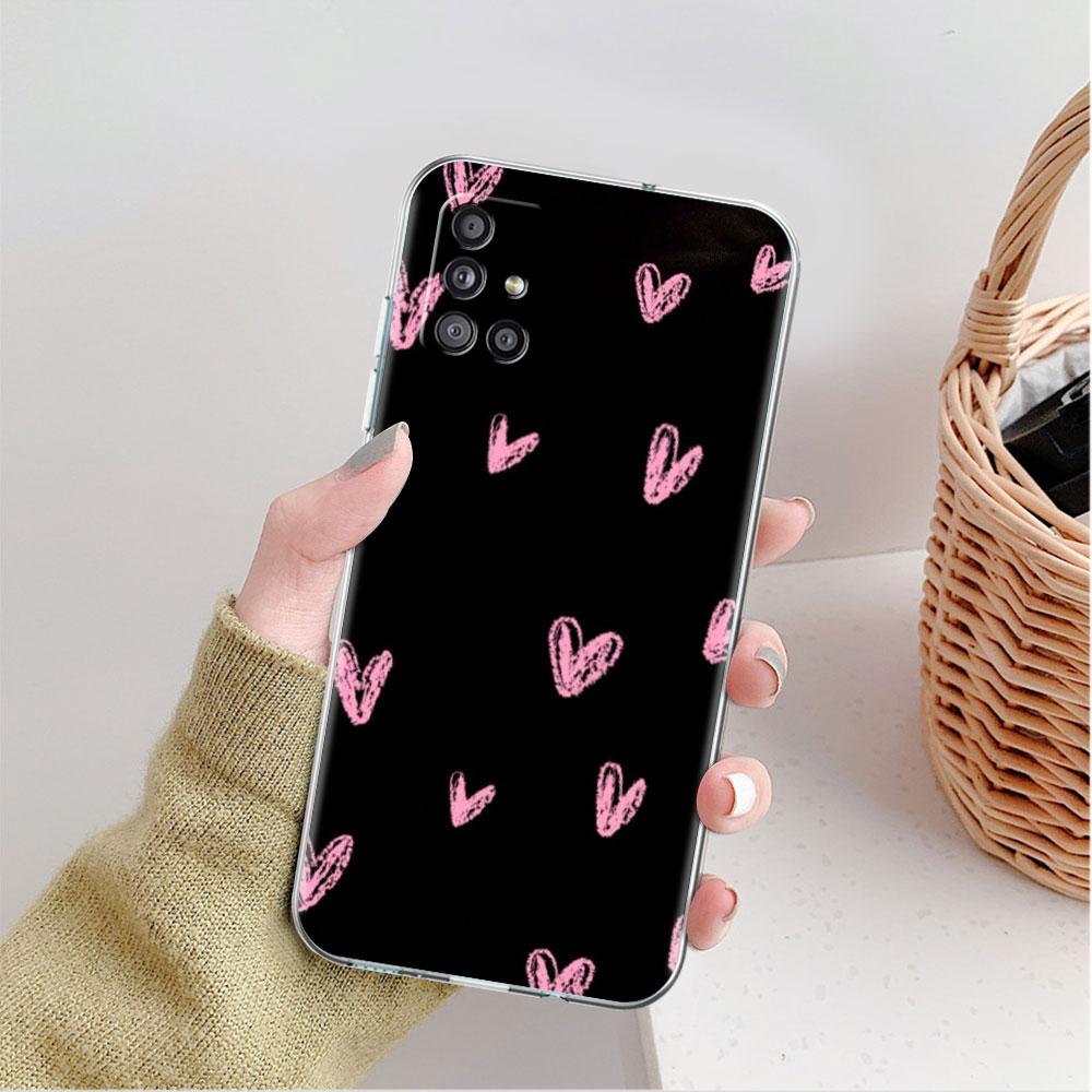 Clear Case For Samsung Galaxy A52 A12 A51 A32 A21s A71 A32 A22 50 A70 A31 A72 5G Phone Cover Cute Love Heart