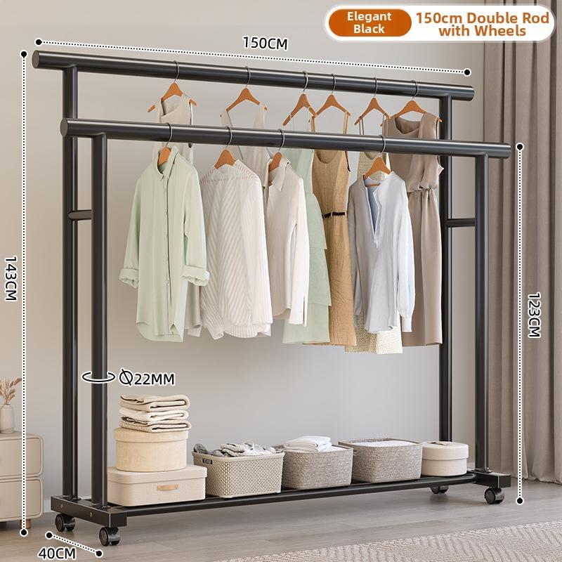 Simple Coat Rack, Movable Clothes Drying Rack, Freestanding Indoor Room Hanging Rack, Household Bedroom Clothes Storage Rack
