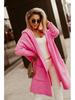 Autumn/Winter Hooded Long Cardigan Sweater with Turn-Down Collar and Letter Knit Design
