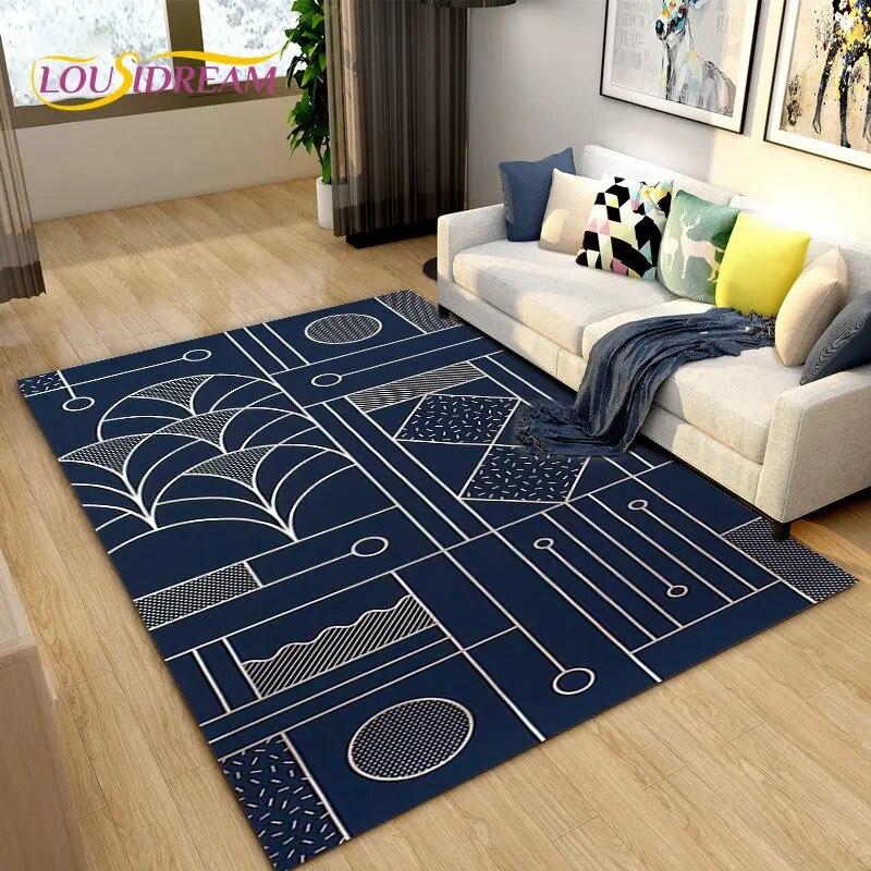3D Geometric Lattice Pattern Area Rug,Carpet Rug for Living Room Bedroom Sofa Decoration,Kitchen Bath Doormat Non-slip Floor Mat