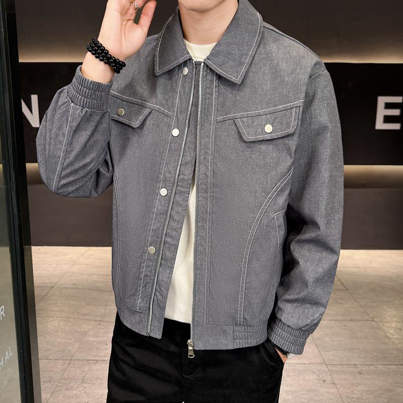 Autumn New Jacket Men's Lapel Personalized Printing Plus Fat