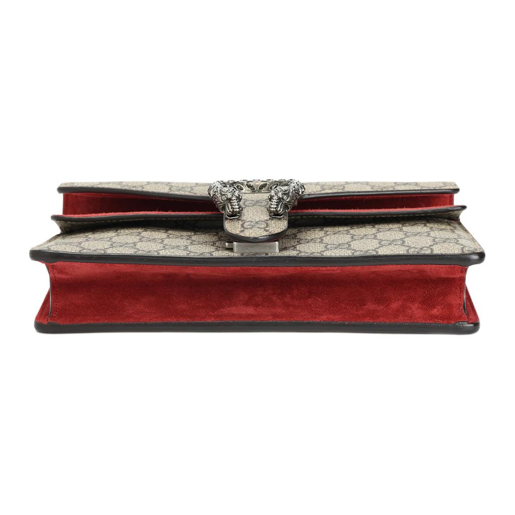 Gucci Dionysus Tigerkopf Nieten Doppel G Logo Aufdruck Leinwand und Leder Patchwork Muschel Tasche