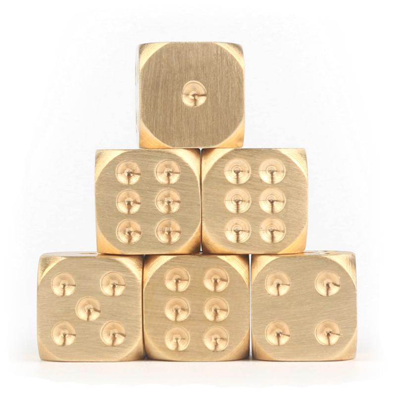1Pcs Brass Dice Pure Copper Solids Dice Manual Polishing Bar/Dinner Party Creative Mahjong Sieve Creative Small Decorative Items