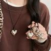 Vintage Leopard Print Irregular Love Star Pendant Necklace Women's Long Sweater Chain Light Luxury Jewelry Accessories Gift