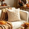 Federa Cuscino Decorativa per Divano Autunno Peluche Copricuscino, Zucca Foglia d'Acero Ricamo Coperta Morbida Aderente alla Pelle Custodie Autunnali Stile Rustico