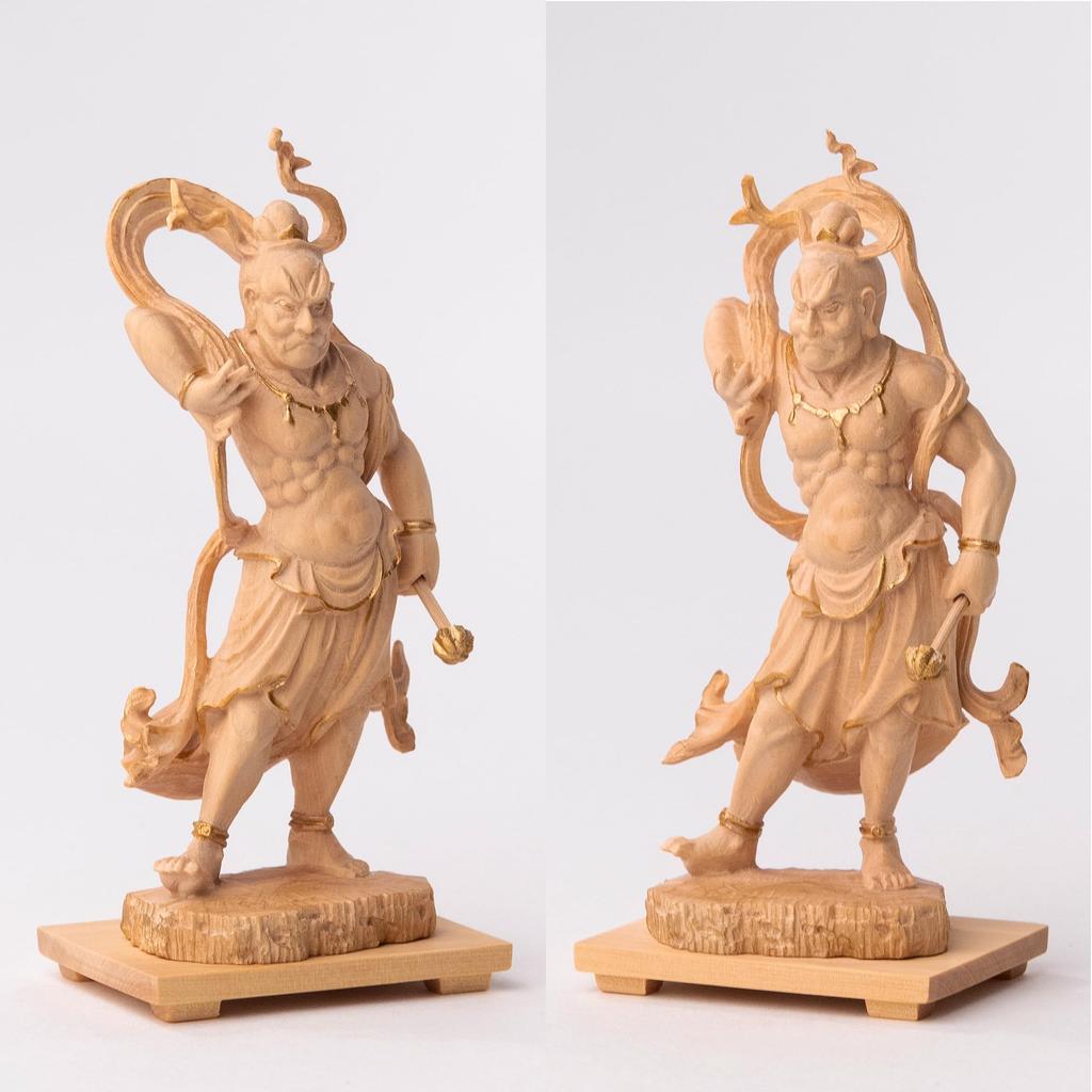 Kleiner Buddha Kongo Rikishi Statuen Set von 2 Agata Ungata Buddha Statue Figur Holzschnitzerei Ornament Buddha Statue Welt Kongo (Buchsbaum aus Holz)_Nio (GSB