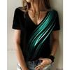 Summer Women's T-shirt 3D Elegant Atmosphere V-neck Short Sleeve Shirt Fashion Women's T-shirt Clothing Y2k Women's T-shirt