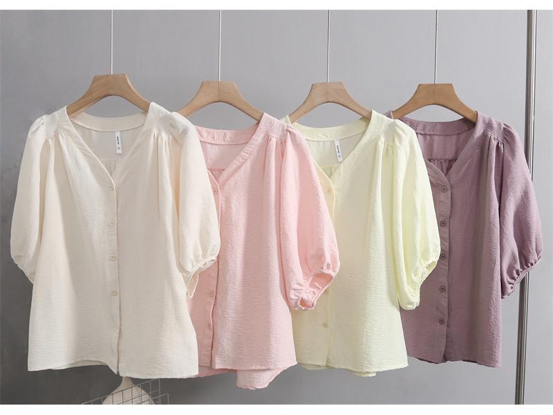 2025 Summer Women's Fashionable Loose V-Neck Short Sleeve Cardigan Top
