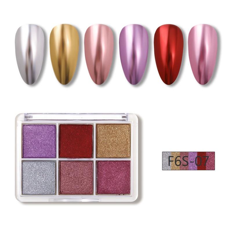 Nail 6 Color Solid Magic Mirror Powder Multicolor Art Glitter Powder Aurora Powder  Magic Mirror Powder Nails Pigments Decorations Manicure Tool