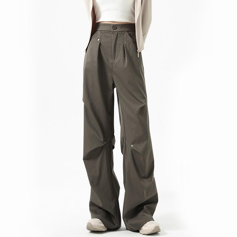 Women's Autumn/Winter 2025 Plush Rivet Design Wide-Leg Sweatpants
