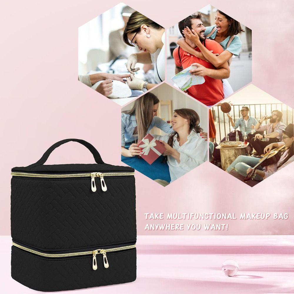 Doppellagige Nagellack-Organizer-Tasche 30 Fächer Große Kapazität Ätherische Öl-Aufbewahrungstasche Handgehaltene Make-up-Tasche
