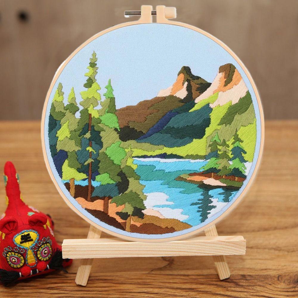 

Mountain Landscape Nature Scenery Embroidery Kit Handmade Embroidery Set Cross Stitch Set Adults Style 1