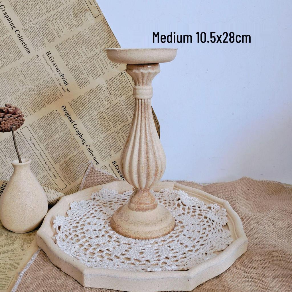 European-Style Retro Wooden Candlestick Decor for Photography and Homestay